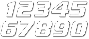 Numery startowe 25cm x 20cm ukośne, kolor biały nr8 (3szt.)