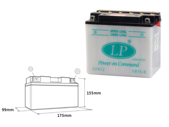Landport akumulator yb16b 12v 19ah 175x100x155 obsługowy - bez elektrolitu - wycofany z oferty