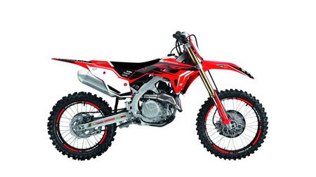 Komplet naklejek (oklein) + pokrowiec/poszycie na siedzenie honda crf 250 '22-'23, crf 450 '21-'22, dream 4 kolor czerwony/czarny