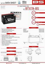 Bs akumulator btx7a-bs (ytx7a-bs) 12v 6ah 152x88x94 bezobsługowy - elektrolit osobno (90a) (6) ue2019/1148