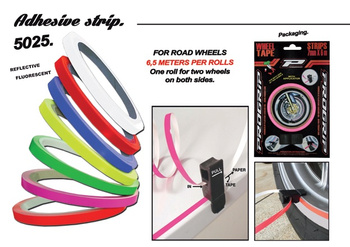 Taśma ozdobna na felgi (z aplikatorem) kolor żółty fluo (6,2 m) (pg5025yel) (5025-164)