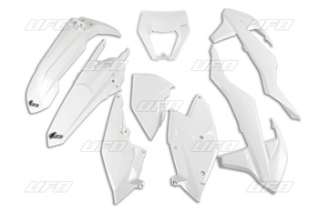 Komplet plastików ktm exc/excf '17-'19 z osłoną lampy kolor biały (kt523e047)
