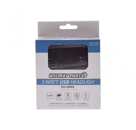 Lampa rowerowa przód 1 LED 300 LM USB