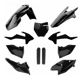 KOMPLET PLASTIKÓW (FULL KIT) KTM EXC/EXC-F TPI '17-'19 W ZESTAWIE OSŁONA LAMPY (8666800002) I OSŁONY AMORTYZATORÓW (8398600003) KOLOR CZARNY