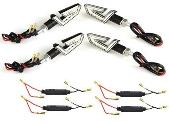 KIERUNKOWSKAZY LED PIORUN HOMOLOGACJA E8 4 SZT + OPORNIKI