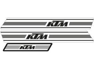 Komplet naklejek (oklein) ktm g'74-'76, replica oem ktm, białe tło