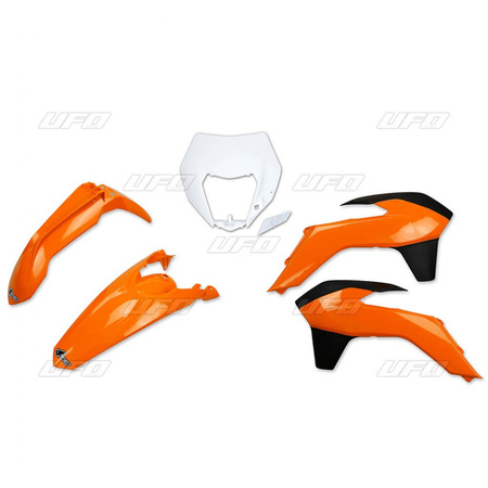 komplet plastików ktm exc/excf '14-'16 z osłoną lampy kolor oem '14 (pomarańczowy/biały/czarny) (kt524e999)