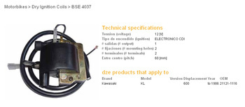 Dze cewka zapłonowa kawasaki klr600 84-86 (21121-1116)