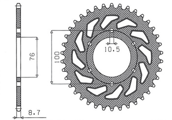 Zębatka tylna 818 42 suzuki gs 1000/1100, gsx 1100e (jtr818.42) (łańc. 630)
