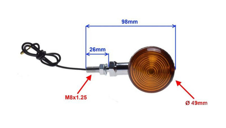 Kierunkowskaz chrom bullet wspornik 8 mm