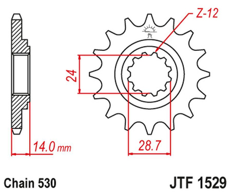 zębatka przednia 2077 17 kawasaki zrx 1100/1200 '97-06 (207717jt) (łańc. 530)