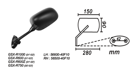 Lusterko lewe suzuki gsx-r 600/750/1000 2000-2003 power force
