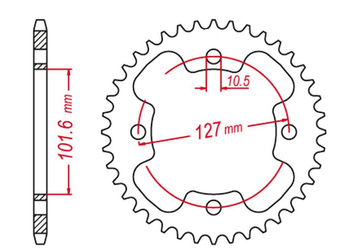 Zębatka tylna 4480 37 stalowa wzmacniana polaris, predator 500 '03-'04, predator '05-'07 (-1) outlaw 400/525 '08-'10 (-1) (łańc. 520) (jtr1480.37)