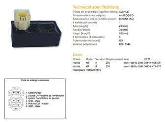 Dze moduł zapłonu cdi honda xr 250 96-04 (30410-kce-671)