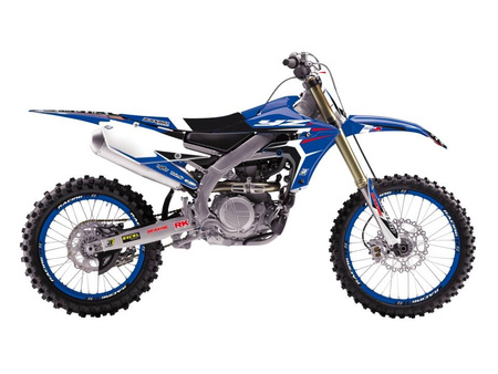 Komplet naklejek (oklein) + pokrowiec/poszycie na siedzenie yamaha yz 125/250 '22 dream 4  kolor niebieski/czarny