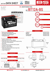 Bs akumulator bt12a-bs (yt12a-bs) 152x88x106 12v 10ah bezobsługowy - elektrolit osobno (175a) (4) ue2019/1148