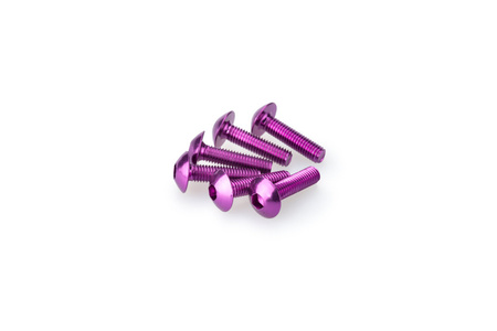 Śruby z anodyzowanego aluminium blister 6 wypukłych śrub m5x20mm fioletowe