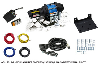 Wyciągarka 3000lb(1361kg) lina syntetyczna 5.5mm x 10m, pilot