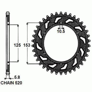 Zebatka napedzana stalowa sunstar sunr1-3565-45