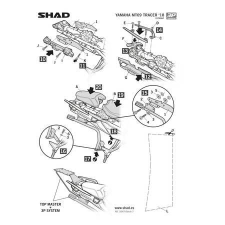 Stelaż do kufrów bocznych Shad 3P do Yamaha Tracer 900