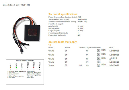 Dze moduł zapłonu cdi yamaha dt125mx '80-'91 (oem-3jo-85540-20, 4ar-85540-00)
