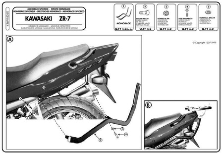 Stelaż Kufra Centralnego Kawasaki Zr7 / Zr7s 750 (99-04) ( Bez Płyty )