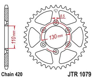 Zębatka tylna cpi 50sm '06-12 (jtr1079.53)* (łańc. 520)