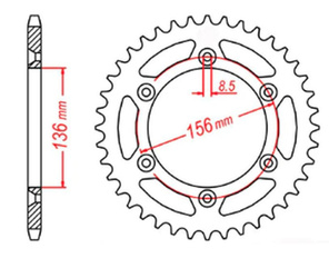 ZĘBATKA TYLNA 702 45 HUSQVARNA TE 410 '99-'00, TE 610 '99-'09, SMR 450/630 '03-'04, SUZUKI DR 350 '90-'03 (JTR822.45) (ŁAŃC. 520)