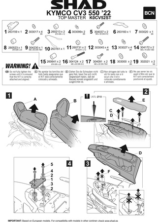 Stelaż tylnego kufra Shad do Kymco CV3 550