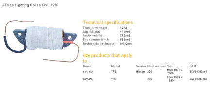 Dze cewka uzwojenia yamaha yfs 200 blaster '88-'07 (2xj-81313-m0) (0,5 ohm)