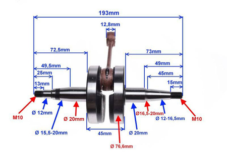 Wał korbowy do Derbi Senda 50 EBE050