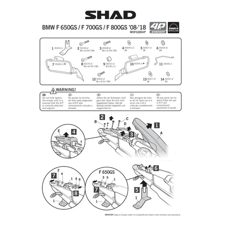 Stelaż do kufrów bocznych Shad 4P Terra do BMW F650GS