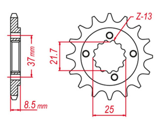 Zębatka przednia 350 15 honda xr 600 '91-'00, polaris 500 '03-'07, trx 400 x/ex '05-'14 (+1) (jtf1309.15)