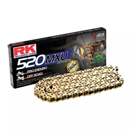 ŁAŃCUCH NAPĘDOWY (ENDURO) GB520MXU-120 (UW-RING) ZAKUWKA (CLF) W ZESTAWIE KOLOR ZŁOTY (POJEMNOŚĆ: DO 500 CCM) (35,6 KN)