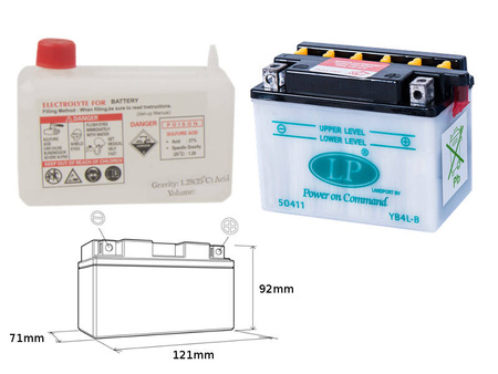 Landport akumulator yb4l-b 12v 4ah 121x71x93 (gb4lb) obsługowy - elektrolit osobno (4) ue2019/1148