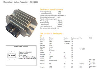Dze regulator napięcia yamaha ybr125 '06-'13 (12v20a) (5vl-h1960-00) (20a)