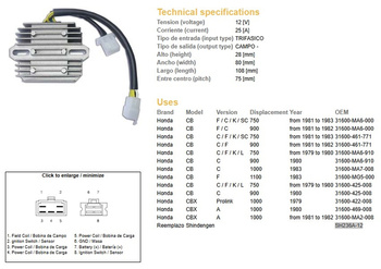 Dze regulator napięcia honda cb750/900/1100 '79-'84 (oem-31600-ma6-000) (esr210) (31600-461-771)