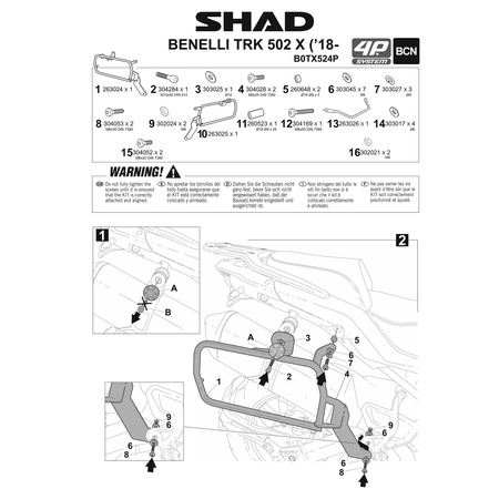 Stelaż do kufrów bocznych Shad 4P Terra do Benelli TRK