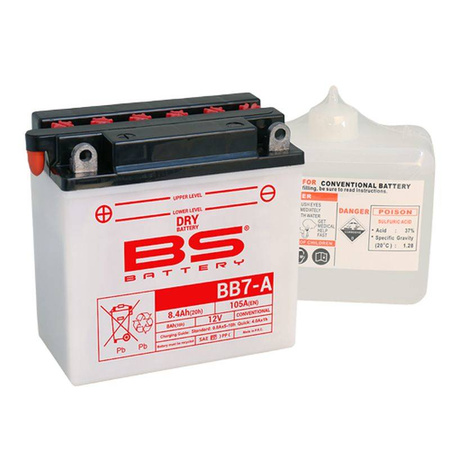 Bs 2022/02 akumulator bb7-a (12n7-4a) (yb7-a) 12v 8ah 135x75x133 obsługowy - elektrolit osobno (105a) (6) ue2019/1148