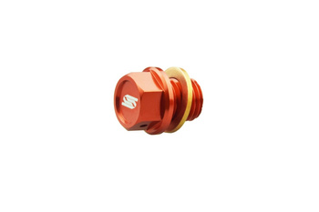 Korek spustowy oleju z magnesem ktm sx/sxf/excf, husqvarna tc/tx/fe/fx, gas gas mc/ec/ex kolor pomarańczowy