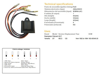 Dze moduł zapłonu cdi yamaha dt125 '82-'94 (oem-18g-85540-20)