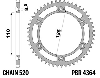 ZĘBATKA TYLNA 4364 43 BETA TRIAL 250 '97-'02 (ŁAŃC. 520) (MADE IN ITALY)