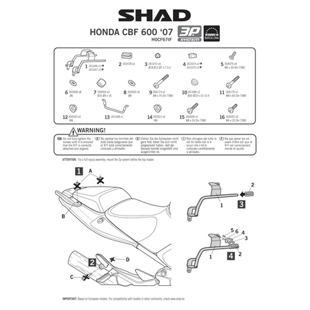 Stelaż do kufrów bocznych Shad 3P do Honda CBF600