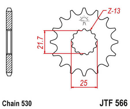 zębatka przednia 566 15 z gumą (56615jtrb) (łańc. 530) - może być zastąpiona przez 51315jt (jtf513.15) oraz 51915jt (jtf519.15)