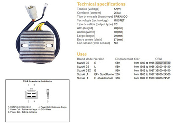 Dze regulator napięcia suzuki gsx550 e/es/ef/l 83-86 (esr110)