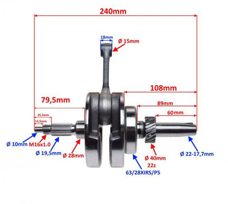 Wał korbowy ATV silnik 163ML