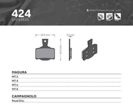 Klocki hamulcowe rowerowe sinter spiekane metaliczne mtb / szosa / elektryk