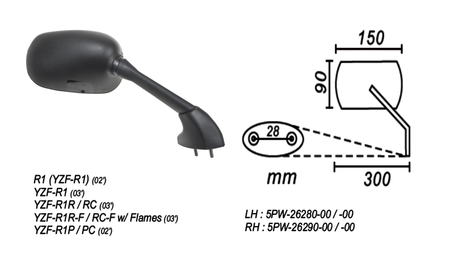 Lusterko prawe yamaha yzf-r1 2002-2003 power force