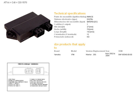 Dze moduł zapłonu cdi yamaha yfm350 warrior 02-04 (oem-5nf-85540-00-00)
