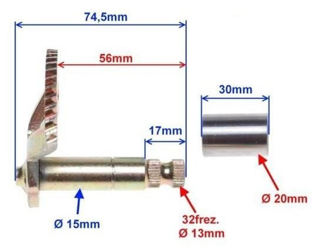 Półksiężyc wałek rozrusznika skuter 2T 64mm